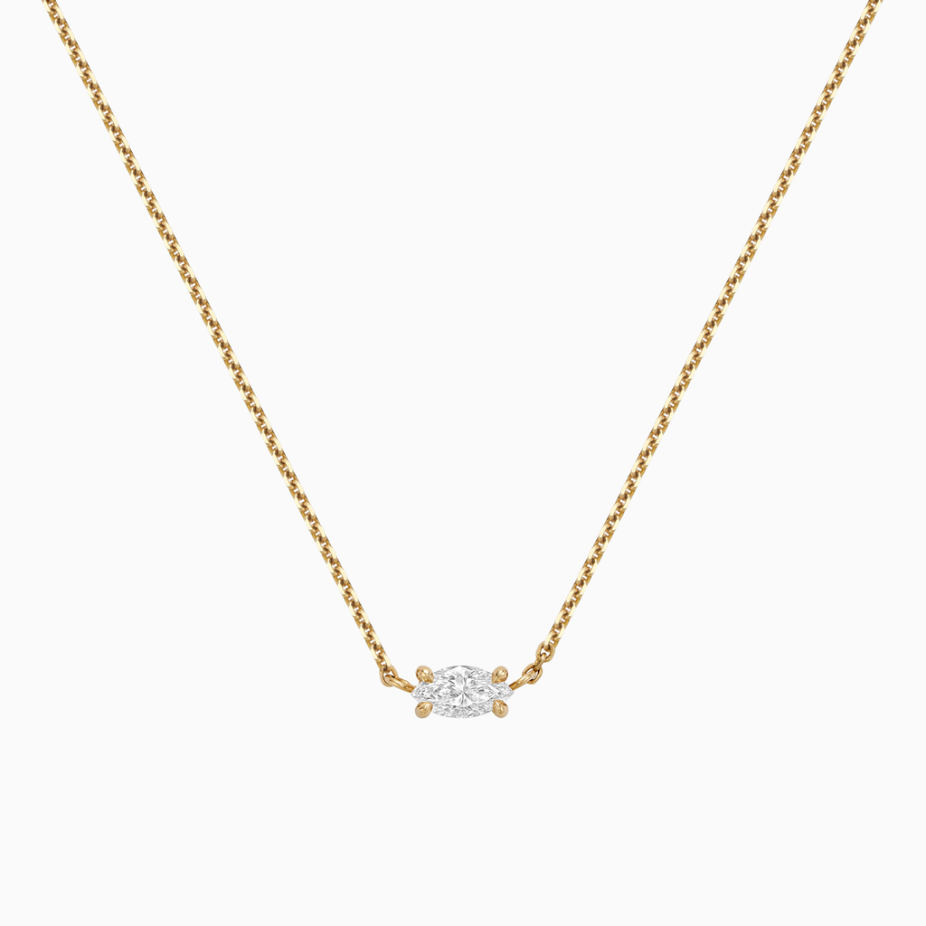 The Ecksand Marquise-Cut Diamond Necklace with East-West Setting shown with Natural VS2+/ F+ in 14k Yellow Gold