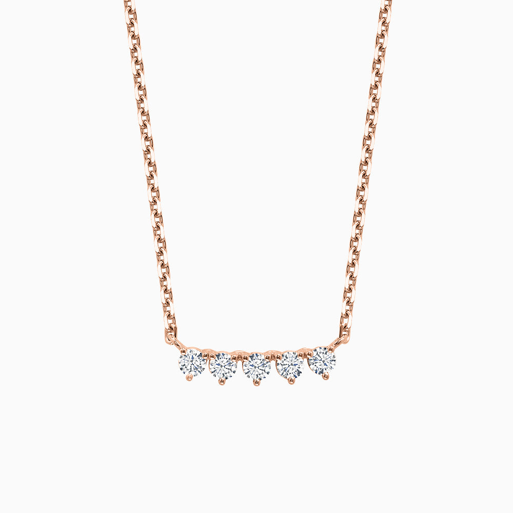 The Ecksand Five-Diamond Bar Necklace shown with Lab-grown VS2+/ F+ in 18k Rose Gold