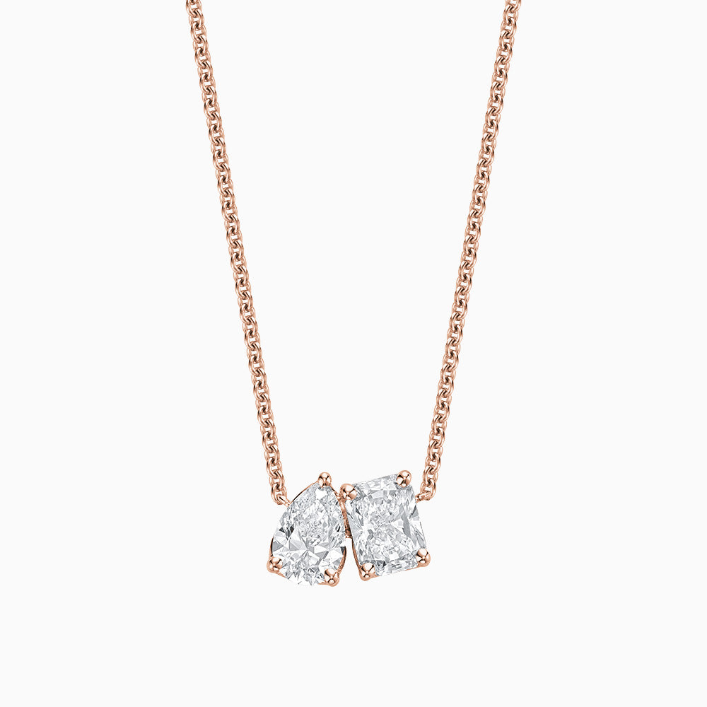 The Ecksand Toi et Moi Diamond Necklace shown with Lab-grown 0.40 ctw, VS2+/ F+ in 18k Rose Gold