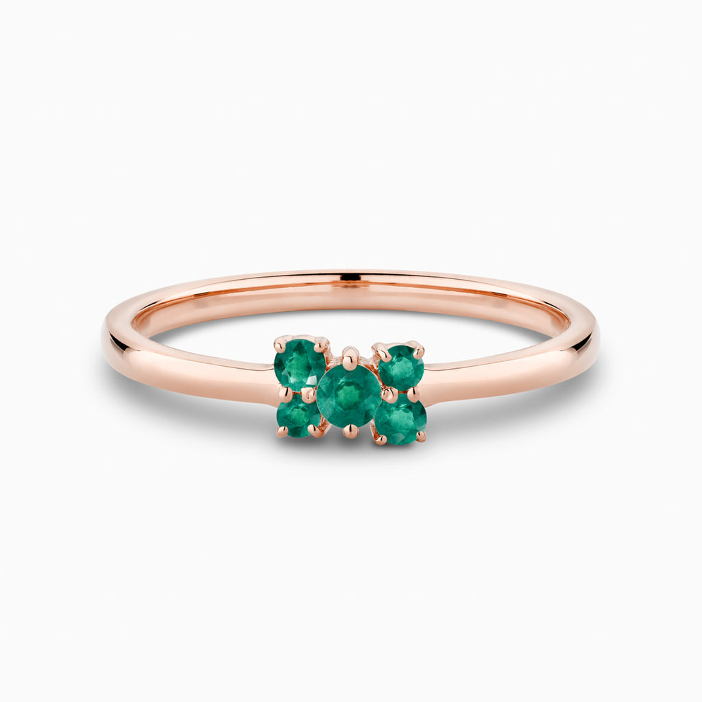 The Ecksand Emerald Cluster Ring shown with  in 14k Rose Gold