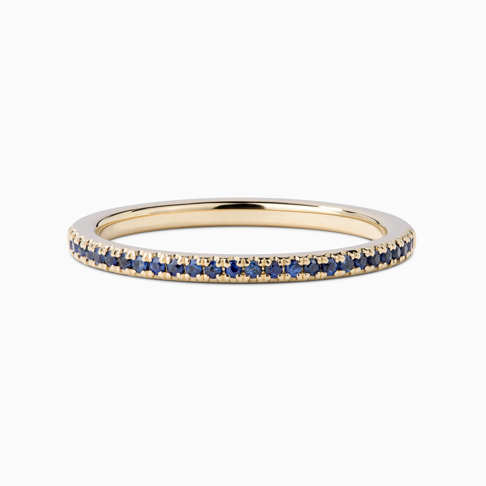 The Ecksand Timeless Blue Sapphire Pavé Wedding Ring shown with Stones: 1mm (0.25ctw) | Band: 1.7mm in 18k Yellow Gold