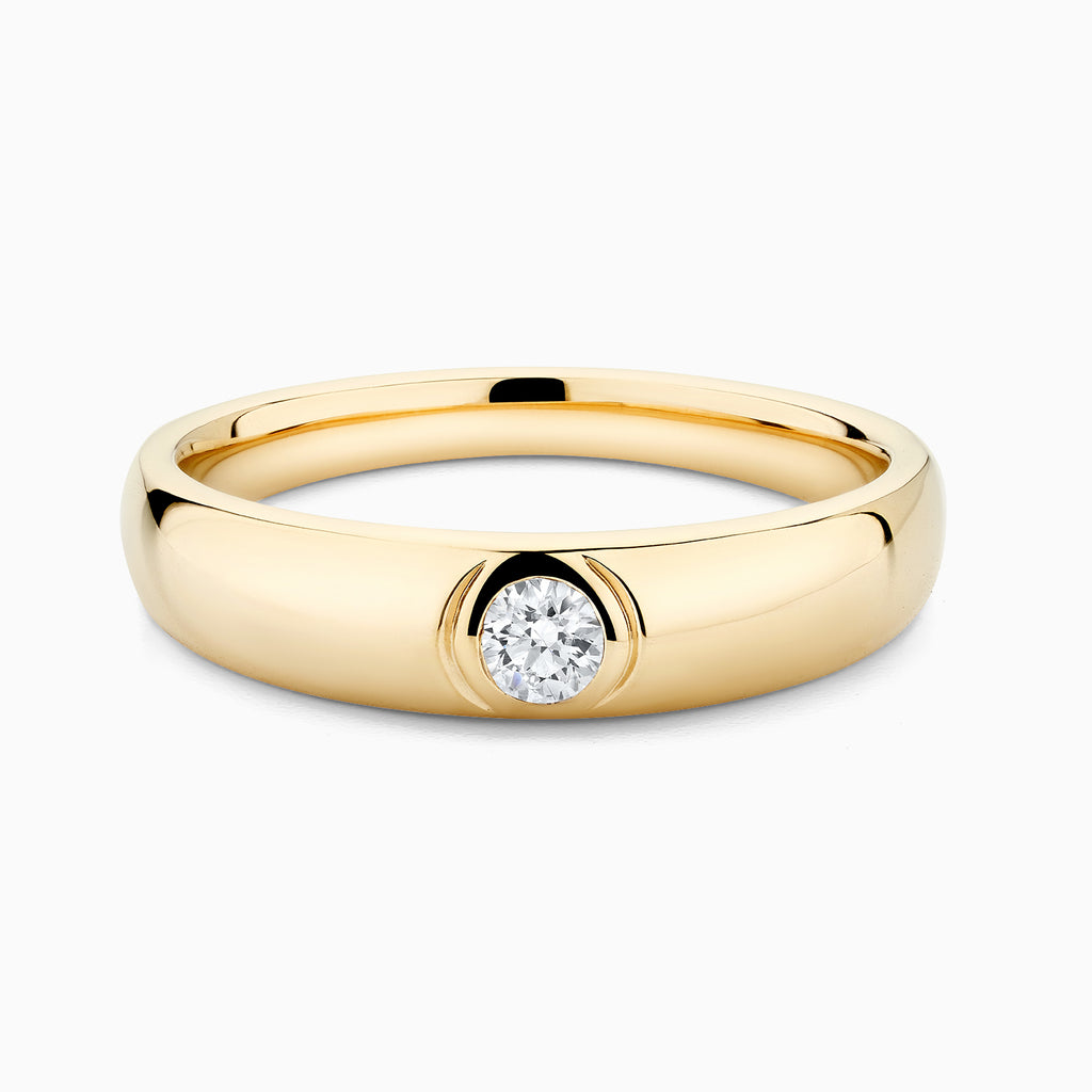 The Ecksand Flush-Set Diamond Engagement Ring shown with Lab-grown VS2+/ F+ in 18k Yellow Gold