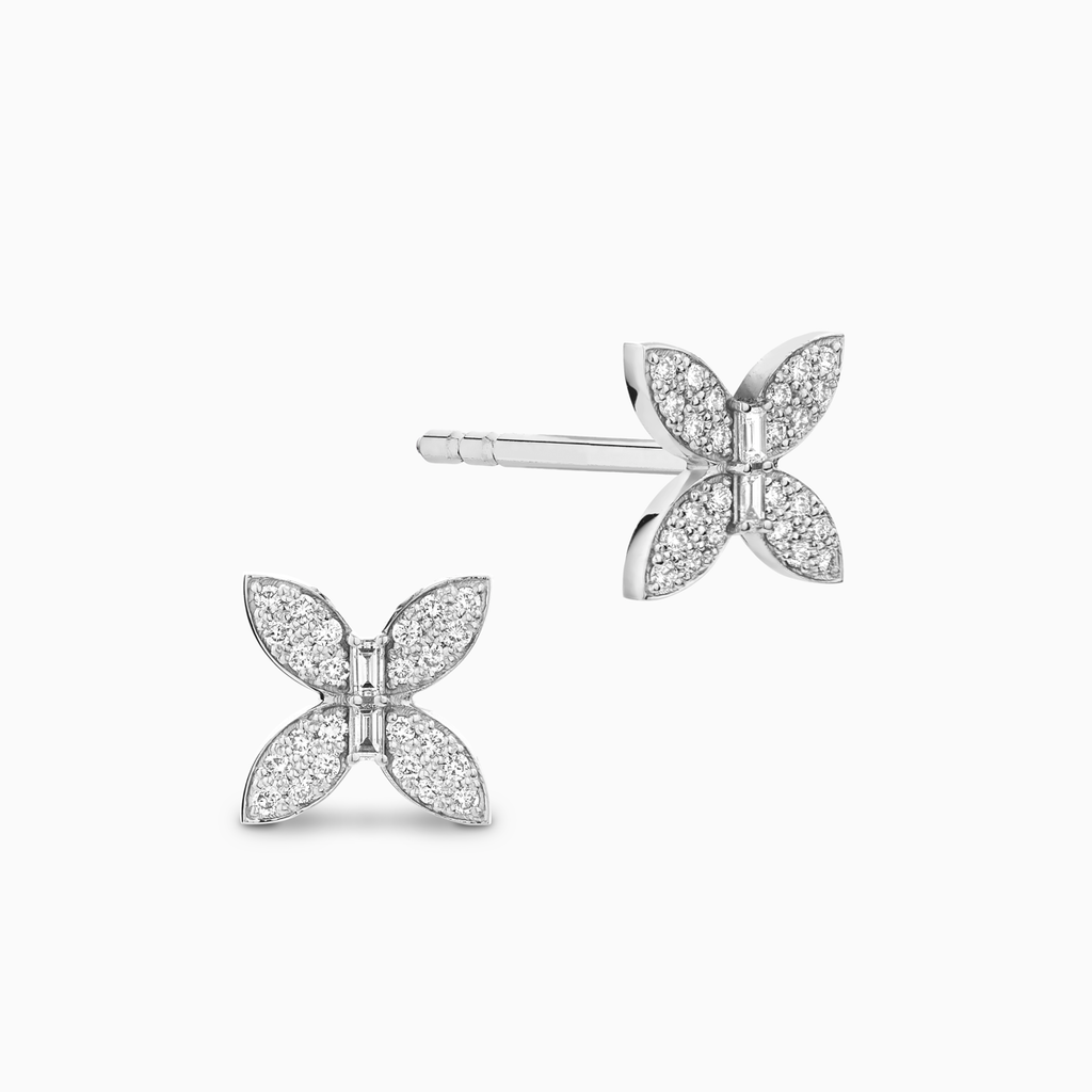 The Ecksand Butterfly Earrings with Accent Diamonds shown with Lab-grown VS2+/ F+ in 14k White Gold