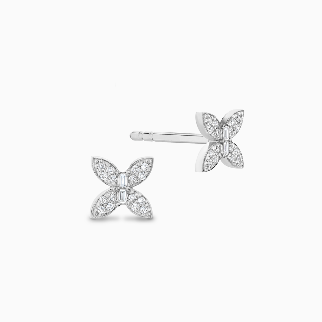 The Ecksand Petite Butterfly Earrings with Accent Diamonds shown with Lab-grown VS2+/ F+ in 14k White Gold