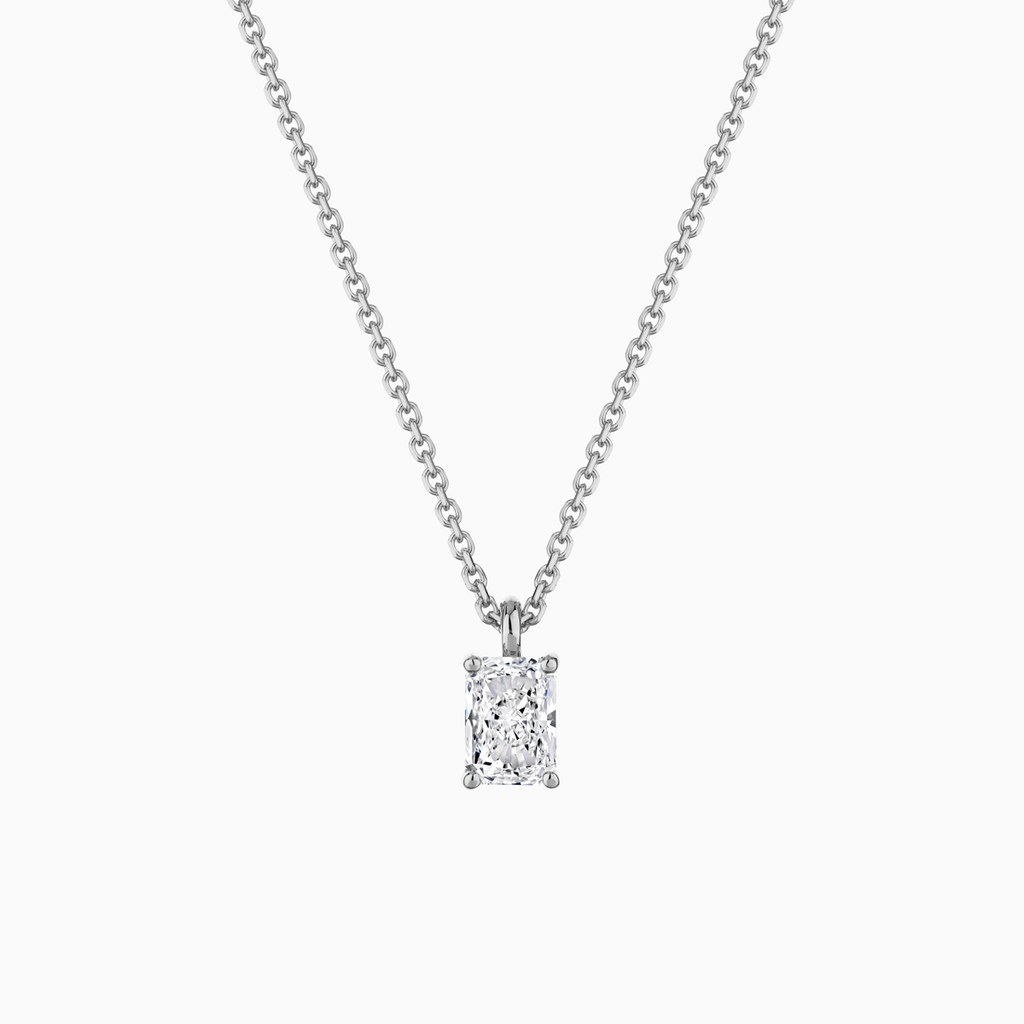 The Ecksand Radiant-Cut Diamond Pendant Necklace shown with Natural VS2+/ F+ in 14k White Gold