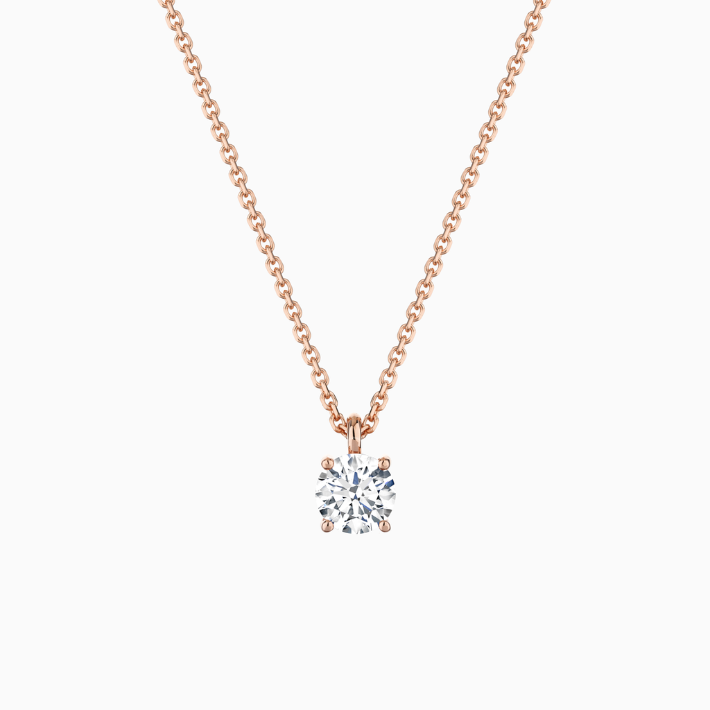 The Ecksand Round-Cut Diamond Pendant Necklace shown with Natural VS2+/ F+ in 14k Rose Gold