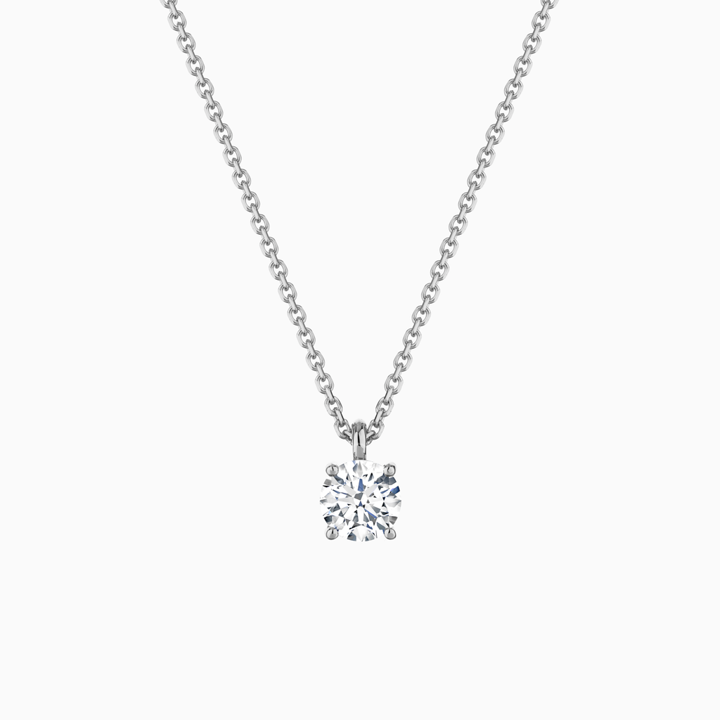 The Ecksand Round-Cut Diamond Pendant Necklace shown with Natural VS2+/ F+ in 14k White Gold
