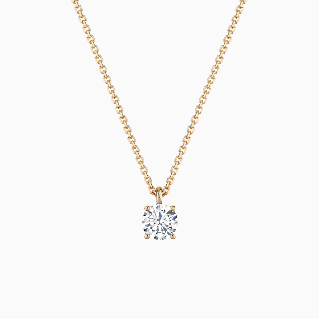 The Ecksand Round-Cut Diamond Pendant Necklace shown with Natural VS2+/ F+ in 14k Yellow Gold