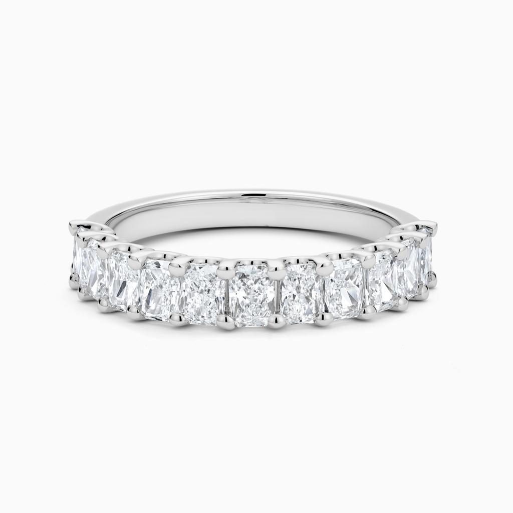 The Ecksand Radiant-Cut Half-Eternity Ring shown with Natural VS2+/ F+ in 14k White Gold