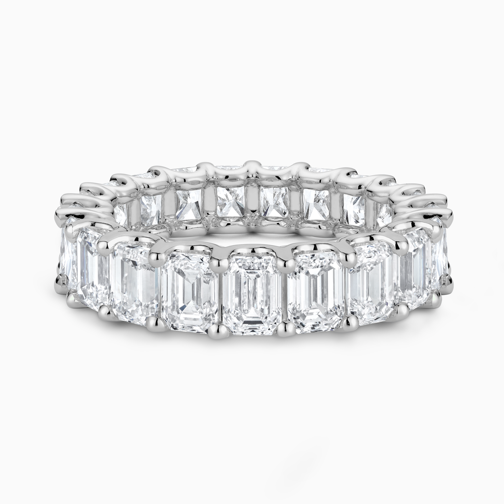 The Ecksand Emerald-Cut Diamond Full-Eternity Ring shown with Natural VS2+/ F+ in 14k White Gold