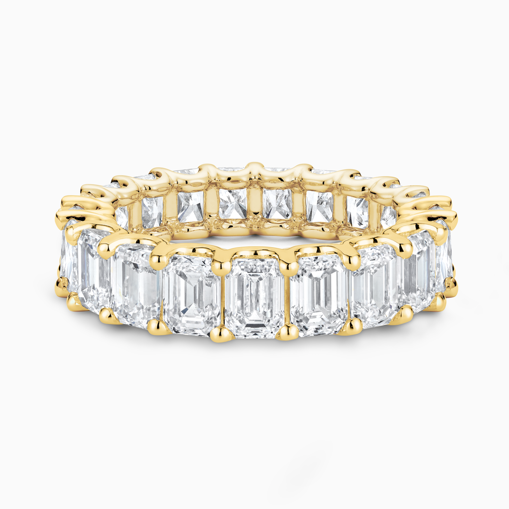 The Ecksand Emerald-Cut Diamond Full-Eternity Ring shown with Natural VS2+/ F+ in 14k Yellow Gold