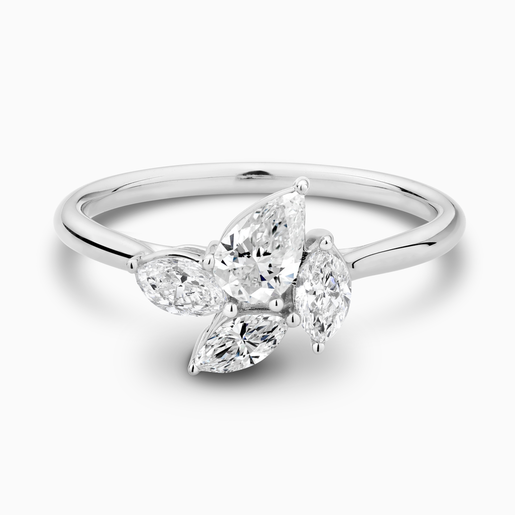 The Ecksand Four-Stone Diamond Cluster Ring shown with Natural VS2+/ F+ in 14k White Gold