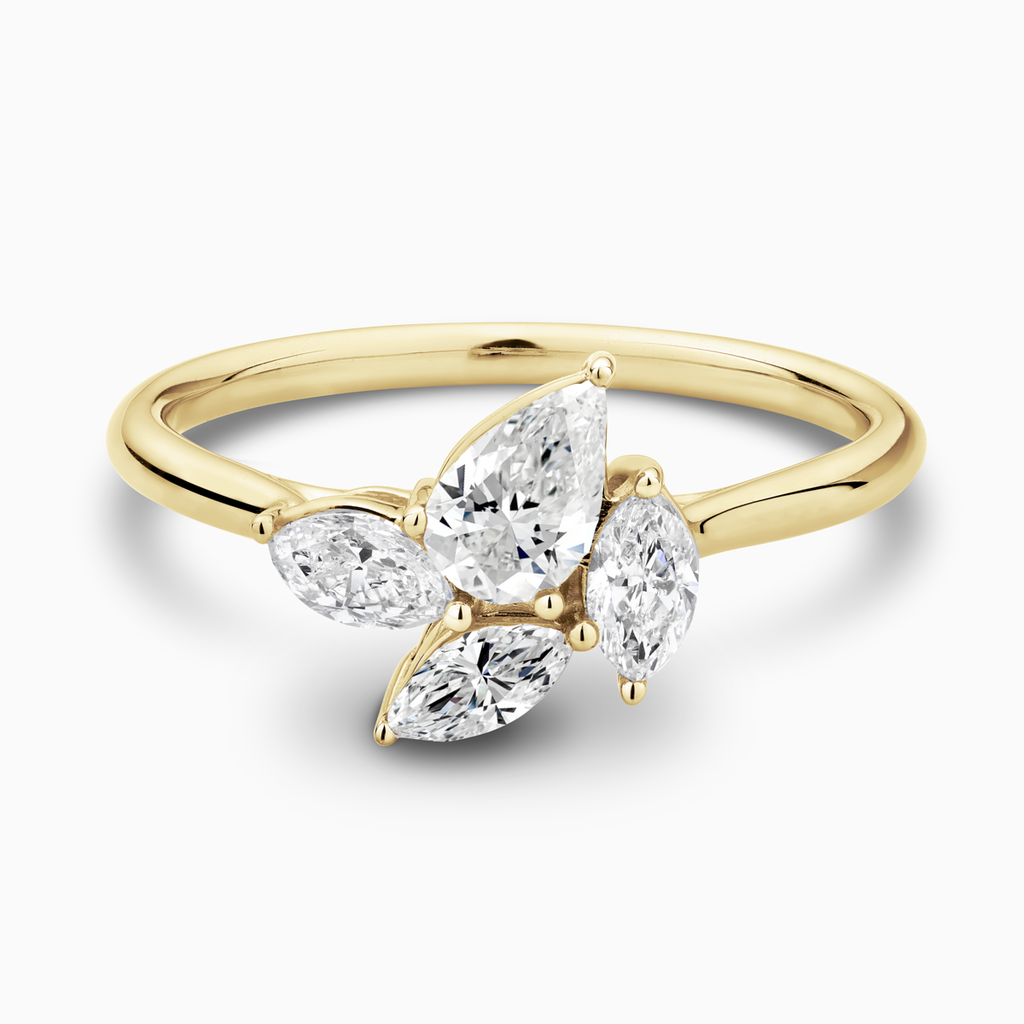 The Ecksand Four-Stone Diamond Cluster Ring shown with Natural VS2+/ F+ in 14k Yellow Gold
