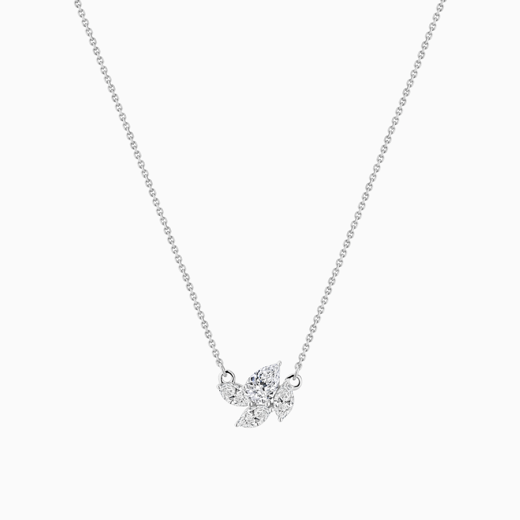 The Ecksand Four-Stone Diamond Cluster Necklace shown with Natural VS2+/ F+ in 14k White Gold