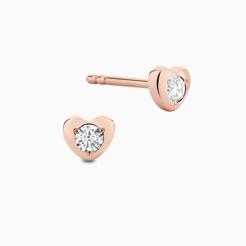 The Ecksand Heart Diamond Earrings shown with Natural VS2+/ F+ in 14k Rose Gold
