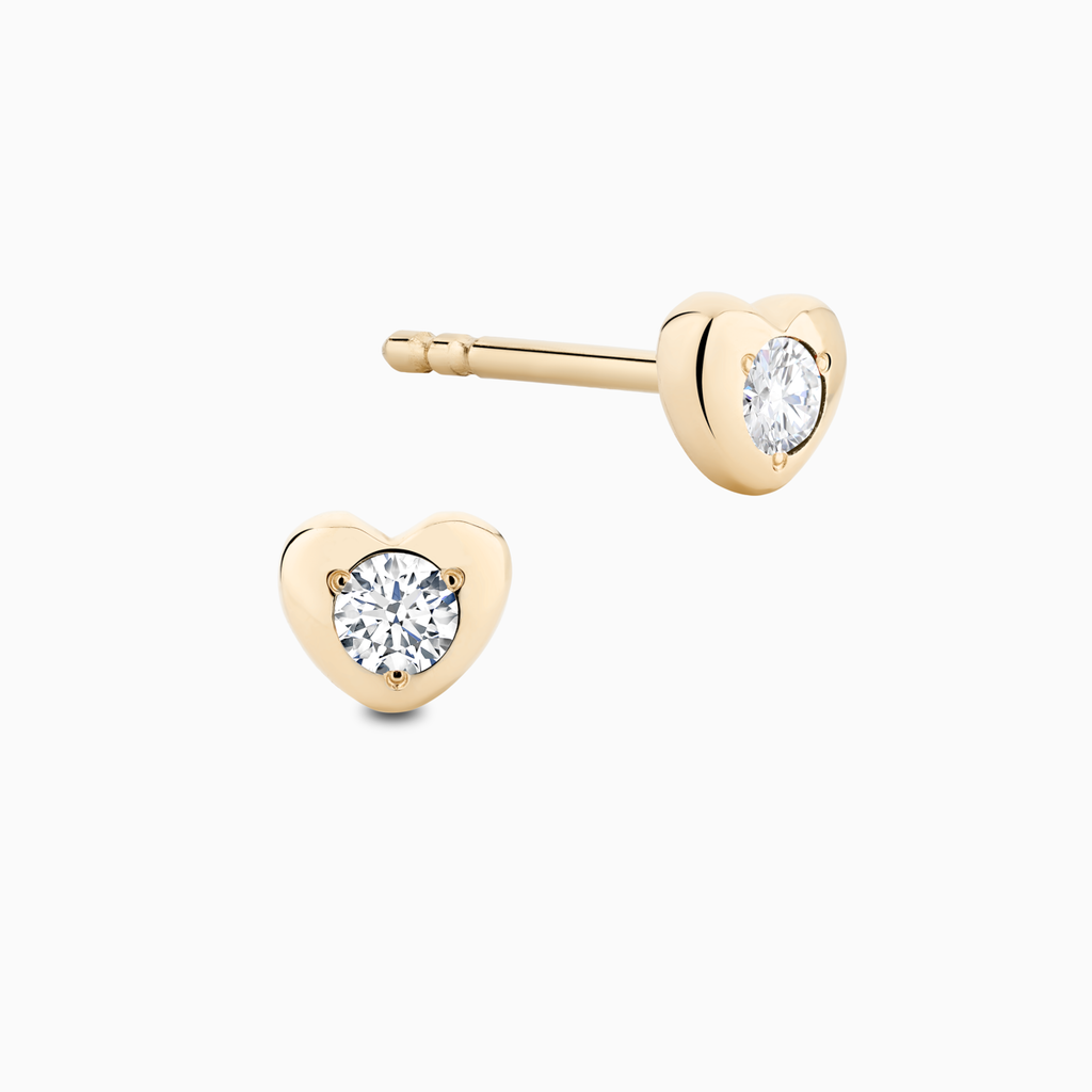 The Ecksand Heart Diamond Earrings shown with Natural VS2+/ F+ in 14k Yellow Gold