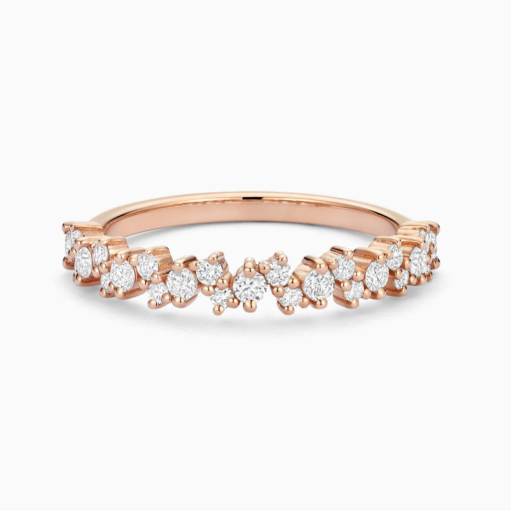 The Ecksand Petite Diamond Cluster Wedding Ring shown with Natural VS2+/ F+ in 14k Rose Gold