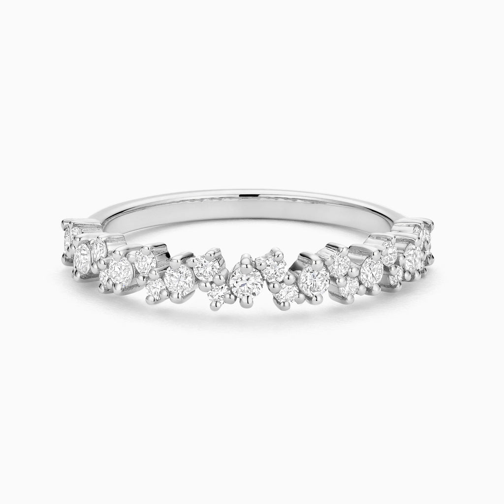 The Ecksand Petite Diamond Cluster Wedding Ring shown with Natural VS2+/ F+ in 14k White Gold