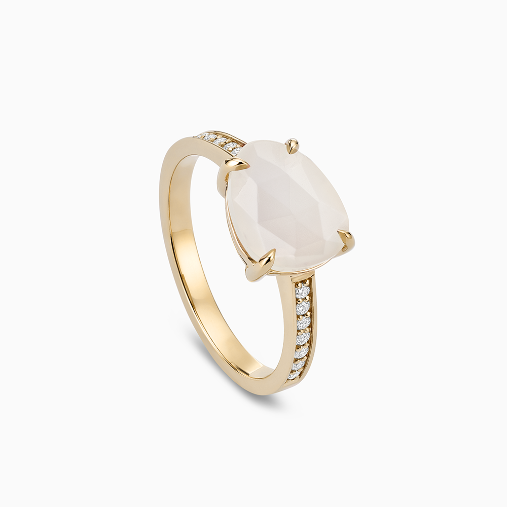 The Ecksand Moonstone East-West Cocktail Ring with Diamond Pave shown with  in 