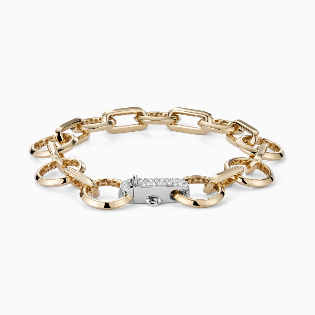 The Ecksand Thick Diamond Chain Bracelet shown with 6 inches in 14k Yellow Gold