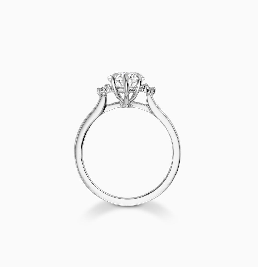 The Ecksand Solitaire Six-Prongs Engagement Ring with Diamond Accent Pavé shown with  in 