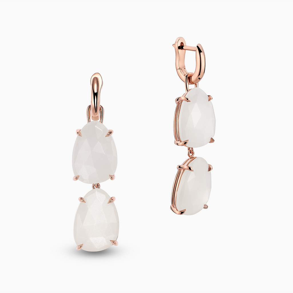 The Ecksand Moonstone Dangle Earrings shown with  in 14k Rose Gold