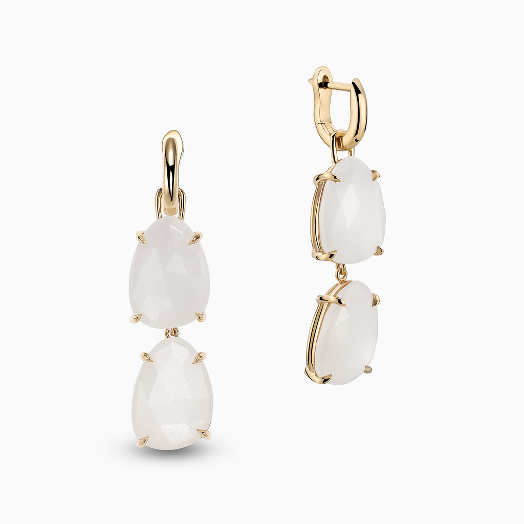 The Ecksand Moonstone Dangle Earrings shown with  in 14k Yellow Gold