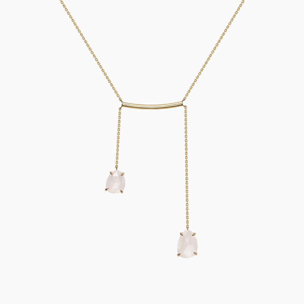 The Ecksand Moonstone Double Drop Necklace shown with  in 14k Yellow Gold