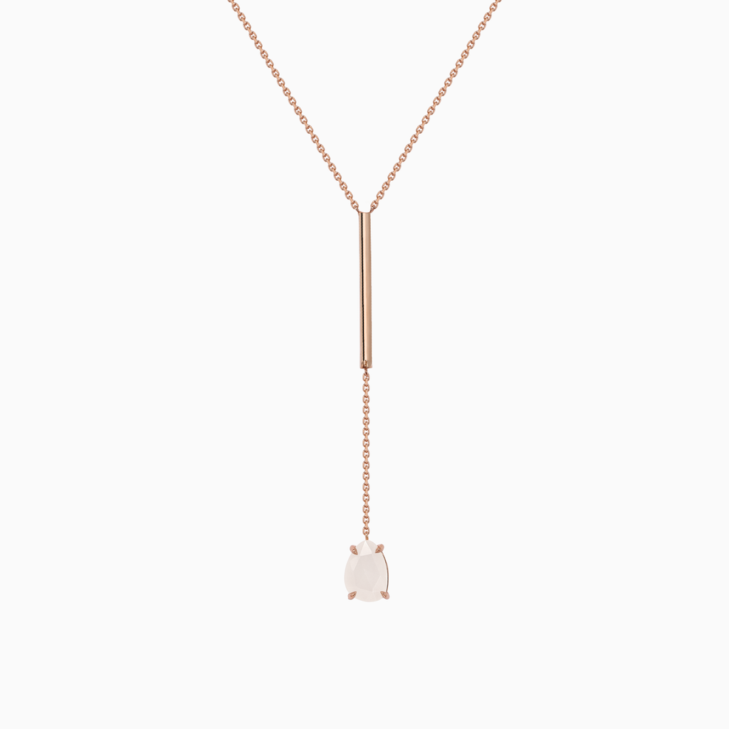 The Ecksand Moonstone Drop Pendant Necklace shown with  in 14k Rose Gold