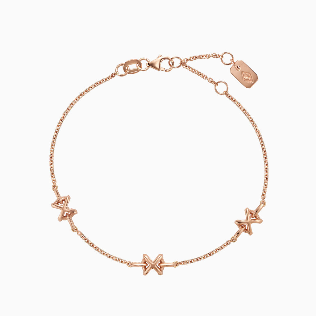 The Ecksand Three X's Chain Bracelet shown with  in 14k Rose Gold