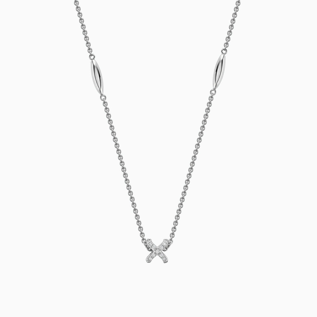 The Ecksand Moving X Chain Pendant Necklace with Diamond Pavé shown with Lab-grown VS2+/ F+ in 14k White Gold