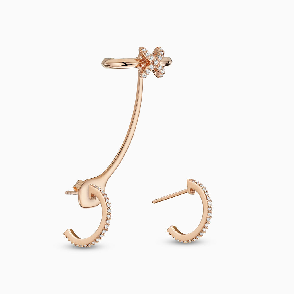 The Ecksand X Diamond Pavé Conch Earring with Hoop Stud shown with Lab-grown VS2+/ F+ in 14k Rose Gold