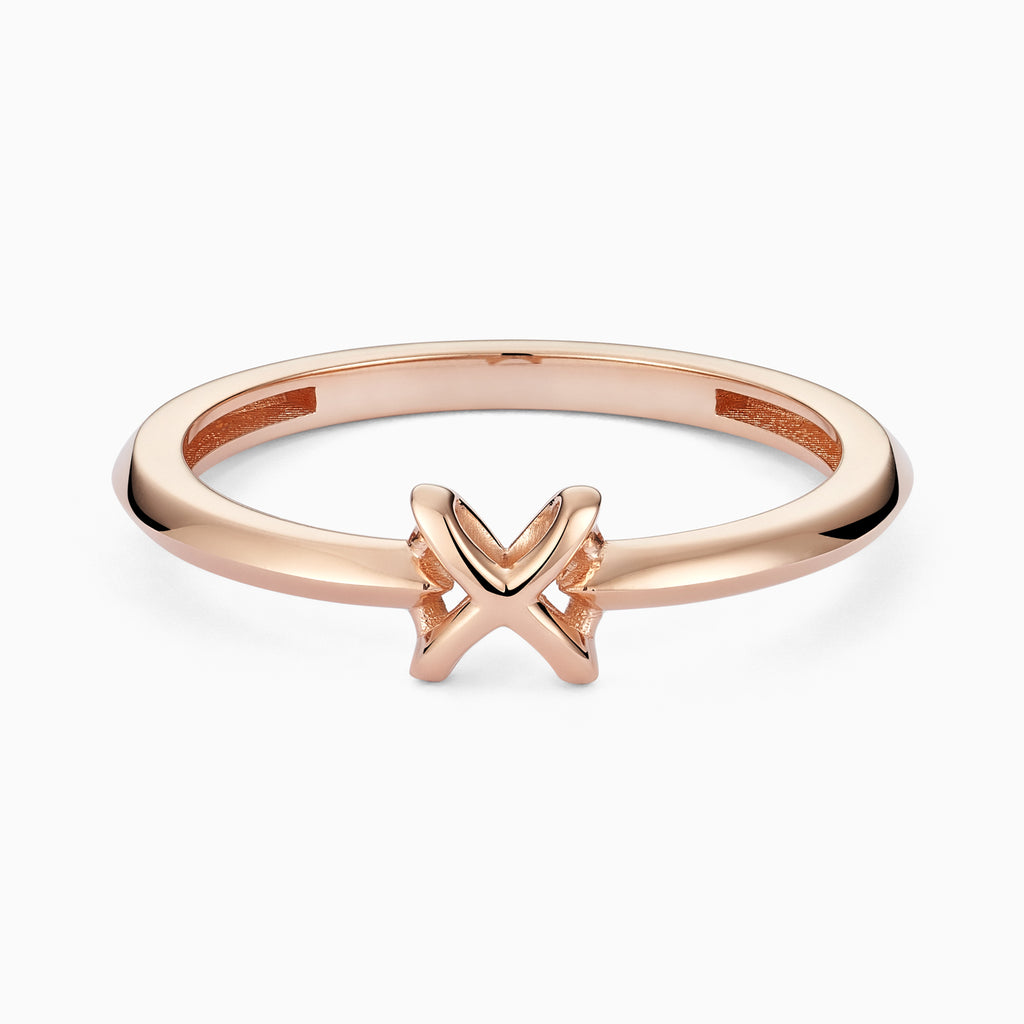 The Ecksand Iconic X Ring shown with  in 14k Rose Gold