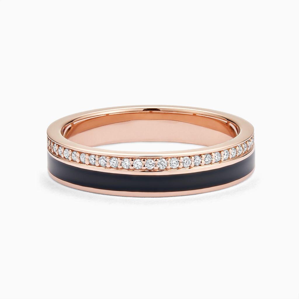 The Ecksand Diamond Pavé Ring with Black Enamel shown with Lab-grown VS2+/ F+ in 14k Rose Gold