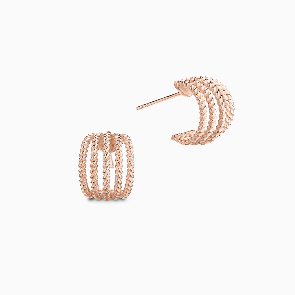 The Ecksand Twisted Gold Cuff Hoop Earrings shown with  in 14k Rose Gold