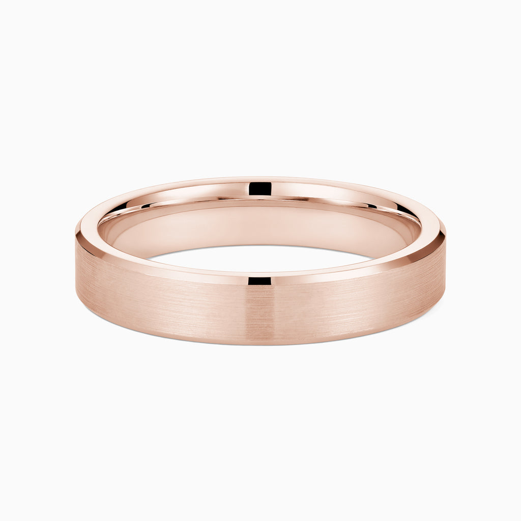 The Ecksand Brushed Beveled Wedding Ring shown with Band: 3mm in 14k Rose Gold