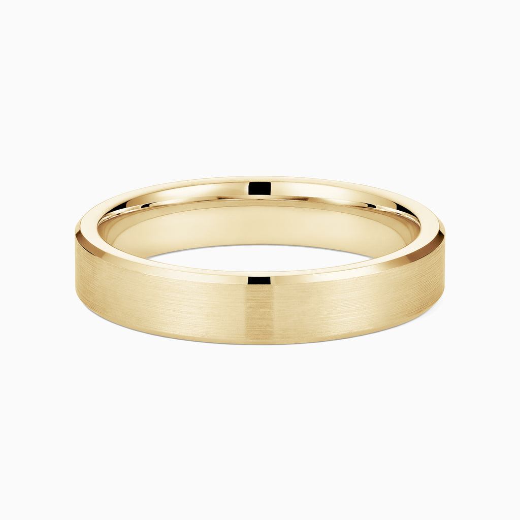 The Ecksand Brushed Beveled Wedding Ring shown with Band: 3mm in 14k Yellow Gold