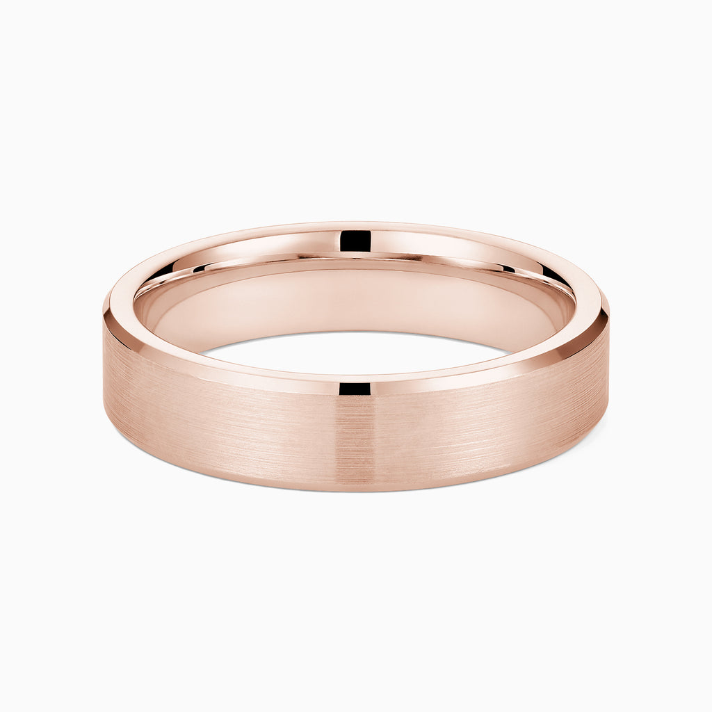 The Ecksand Brushed Beveled Wedding Ring shown with Band: 4mm in 14k Rose Gold