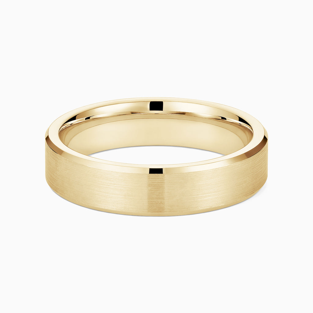 The Ecksand Brushed Beveled Wedding Ring shown with Band: 4mm in 14k Yellow Gold