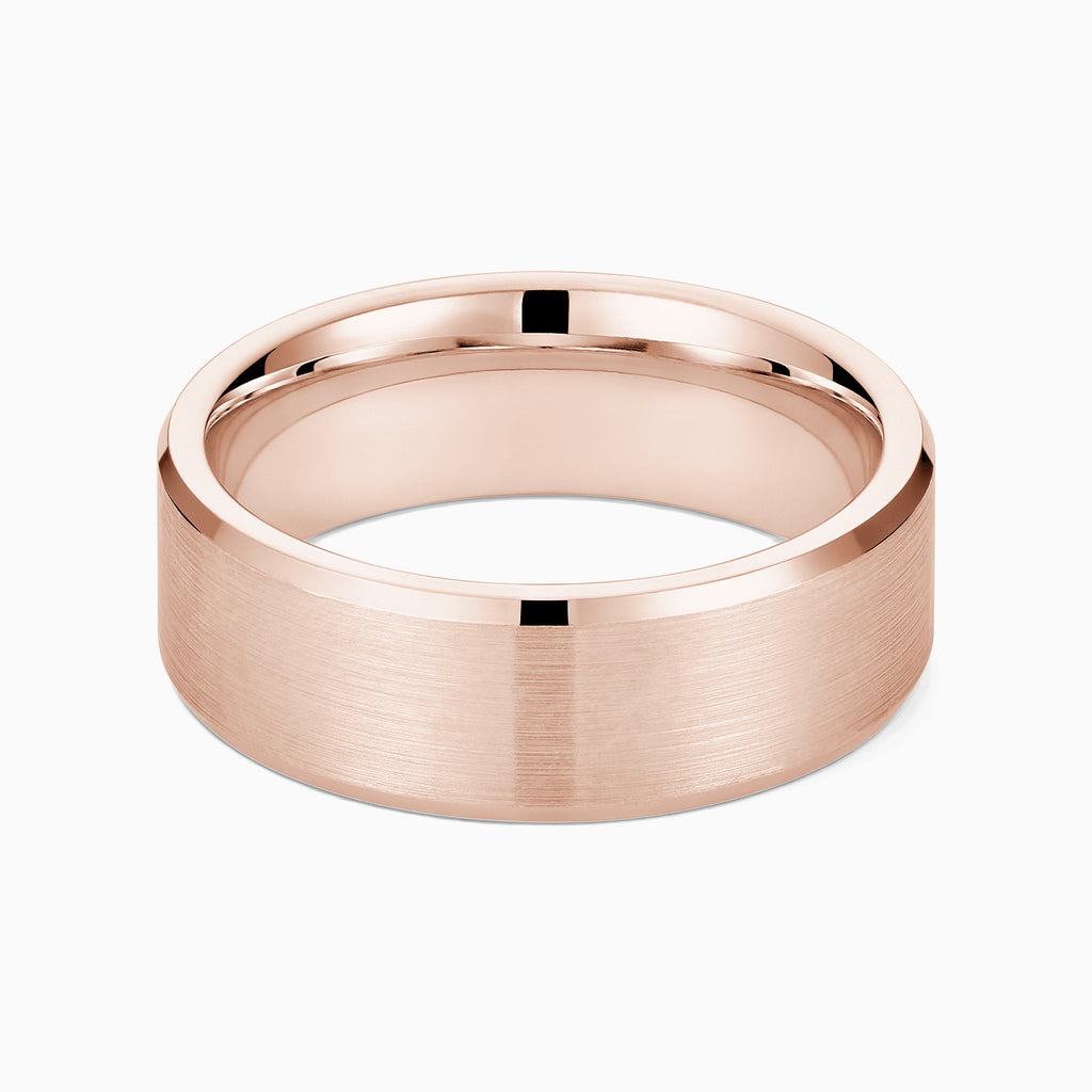 The Ecksand Thick Brushed Beveled Wedding Ring shown with Band: 7mm in 14k Rose Gold