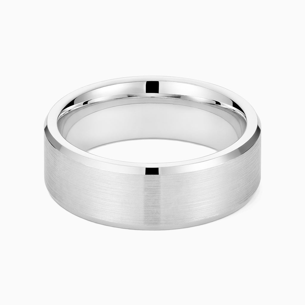 The Ecksand Thick Brushed Beveled Wedding Ring shown with Band: 7mm in 14k White Gold