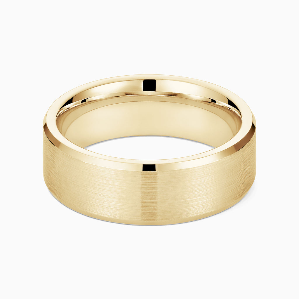 The Ecksand Thick Brushed Beveled Wedding Ring shown with Band: 7mm in 14k Yellow Gold