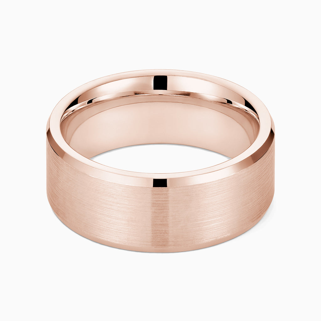 The Ecksand Thick Brushed Beveled Wedding Ring shown with Band: 8mm in 14k Rose Gold