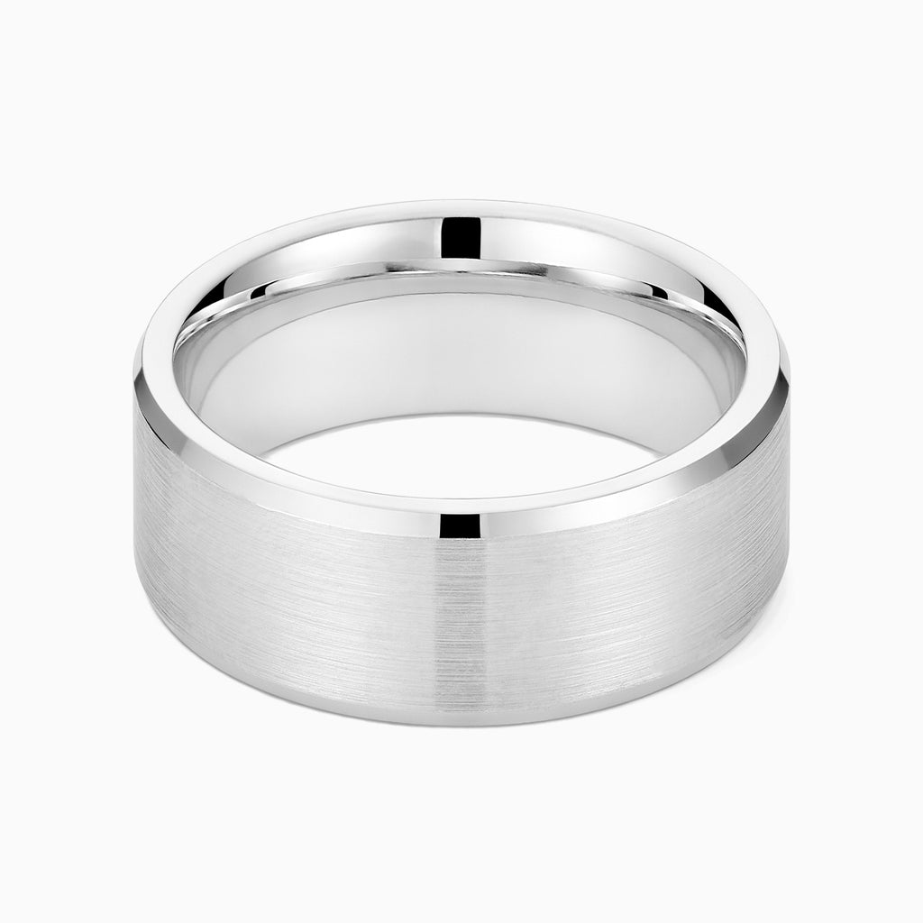 The Ecksand Thick Brushed Beveled Wedding Ring shown with Band: 8mm in 14k White Gold