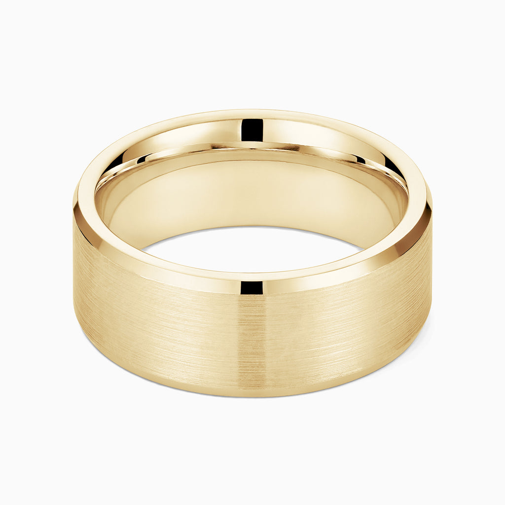 The Ecksand Thick Brushed Beveled Wedding Ring shown with Band: 8mm in 14k Yellow Gold