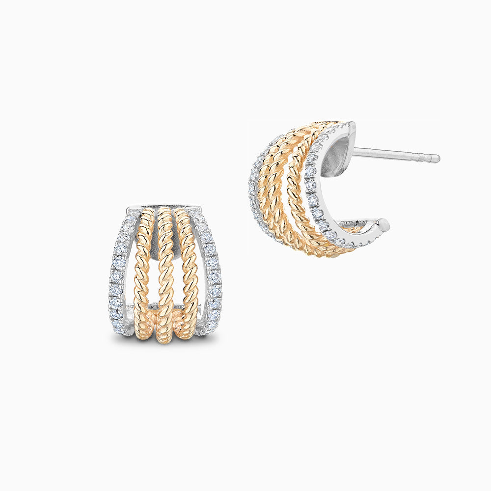 Twisted Gold Hoop Earrings with Diamond Pavé Ecksand - Main Image
