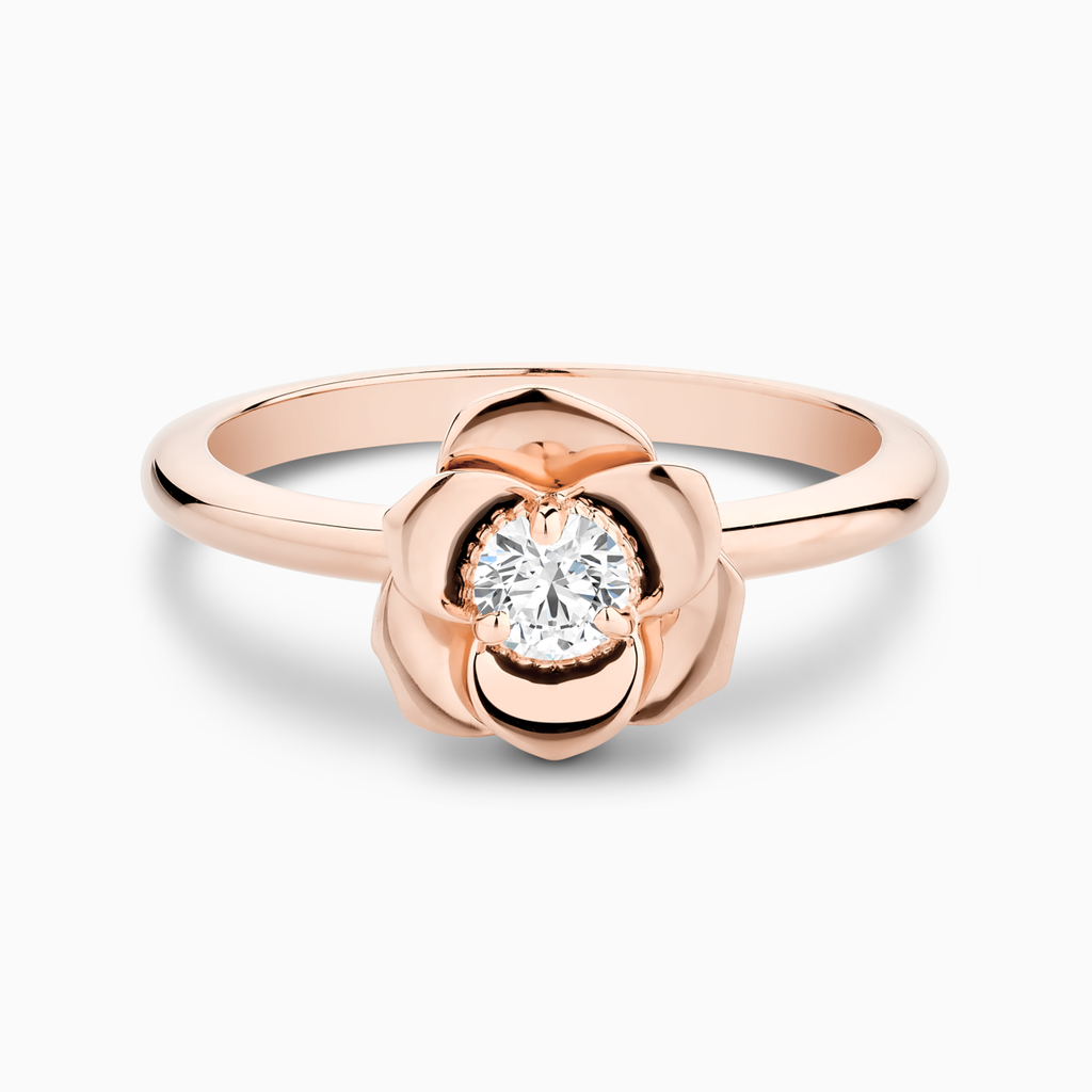 The Ecksand Flower Diamond Engagement Ring shown with Round in 14k Rose Gold