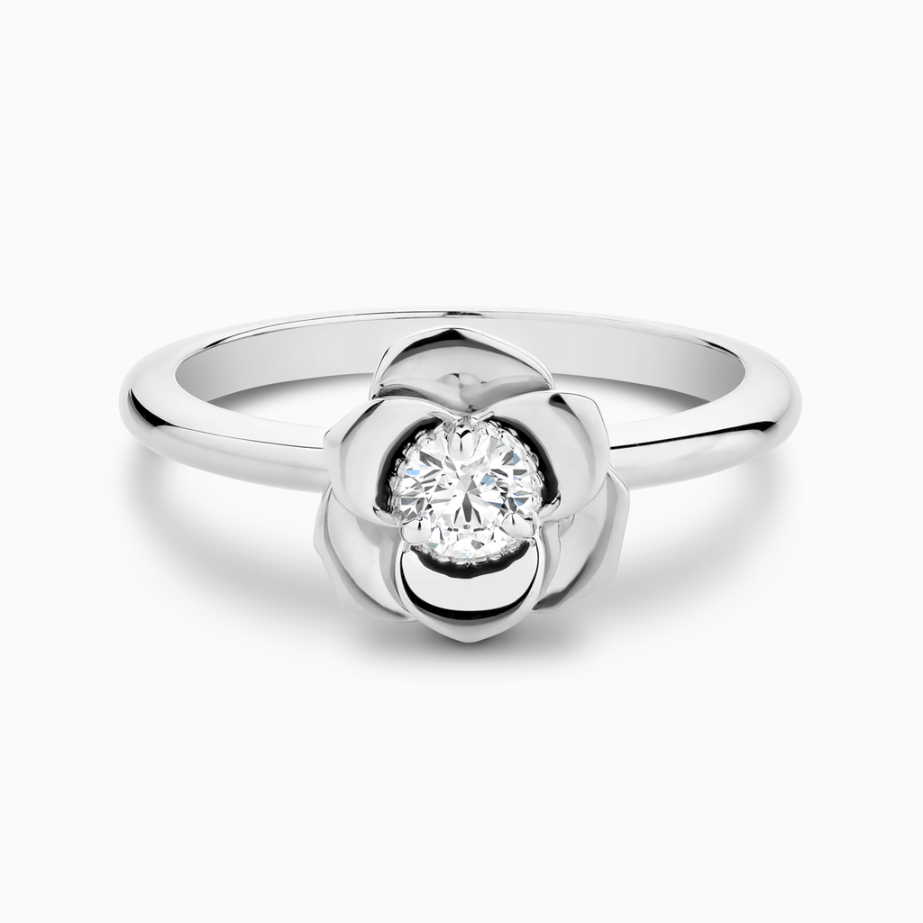 The Ecksand Flower Diamond Engagement Ring shown with Round in 18k White Gold