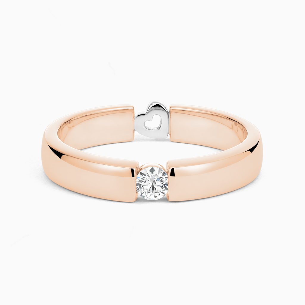 The Ecksand Solitaire Engagement Ring with Accent Diamond and Secret Heart shown with Natural VS2+/F+ in 14k Rose Gold