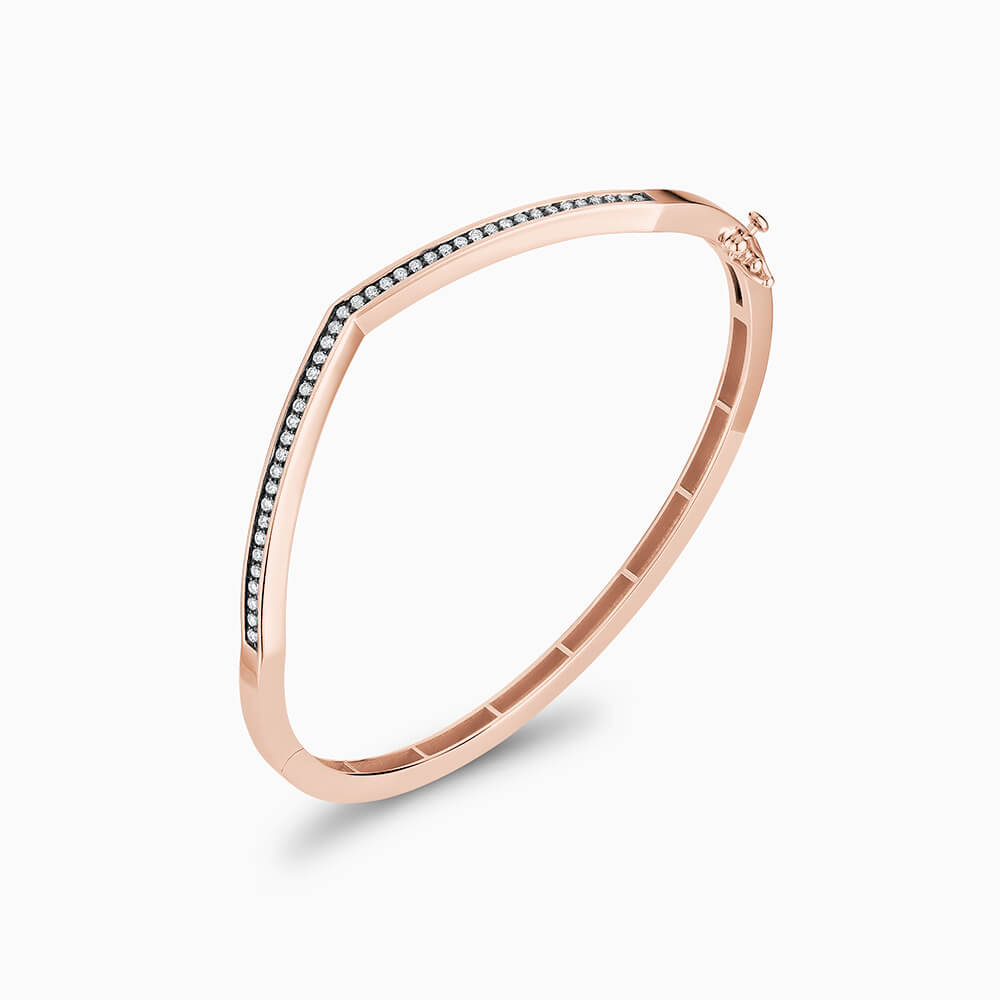 The Ecksand Signature Diamond Pavé Bangle with Blackened Gold shown with Natural VS2+/ F+ in 18k Rose Gold